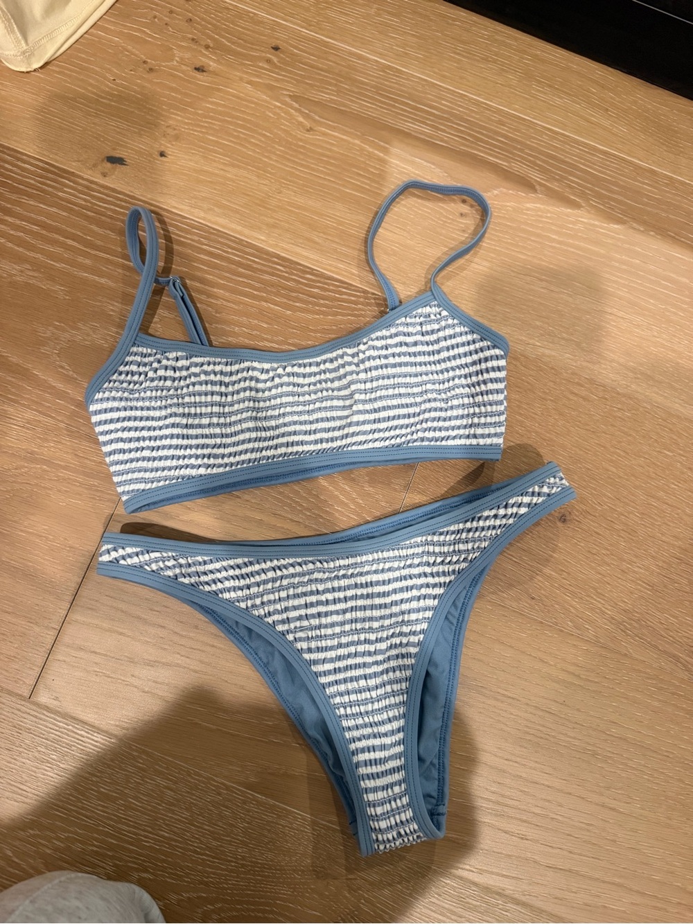 La Hearts Blue and White Striped Bikini Set